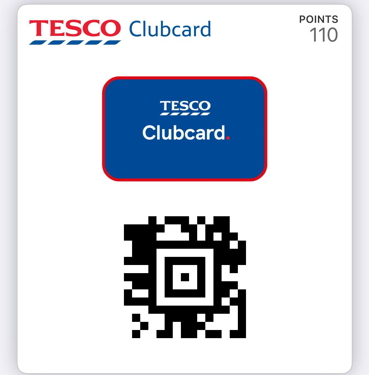 Tesco Clubcard barcode image for scanning at checkout